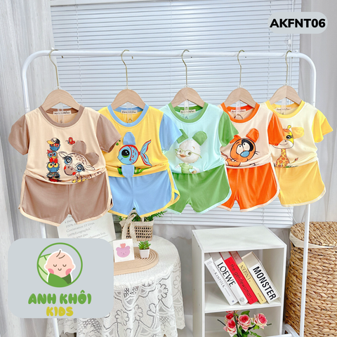  Set 5 bộ quần áo AKFNT06 ngắn tay Size 170 vải thun lạnh co giãn tốt cho bé trai/ bé gái 