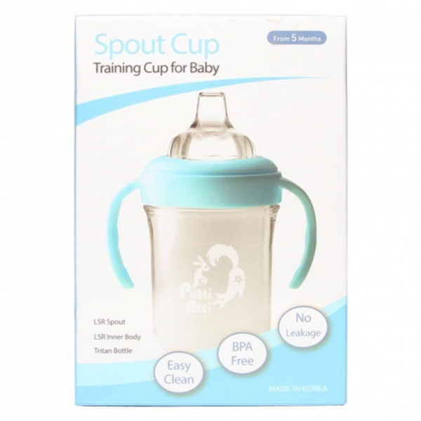  Cốc tập uống vòi mút Putti Atti silicone 200ML - Xanh dương 