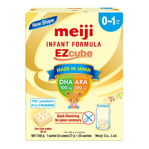  Sữa bột dạng thanh Meiji Infant Formula Ezcube 540g cho bé 0 - 12 tháng ( Mẫu mới) 