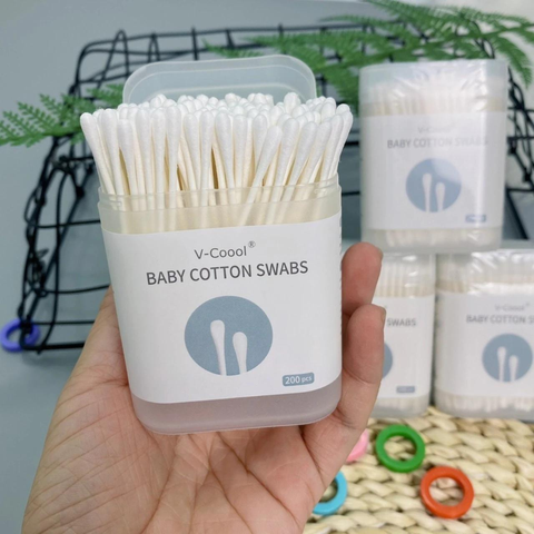  Tăm bông cho bé sơ sinh V-Coool, hộp 200 que 