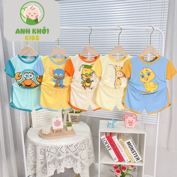  Set 5 bộ ngắn tay 5 màu Size 80 cho bé trai/bé gái AKFNT05 