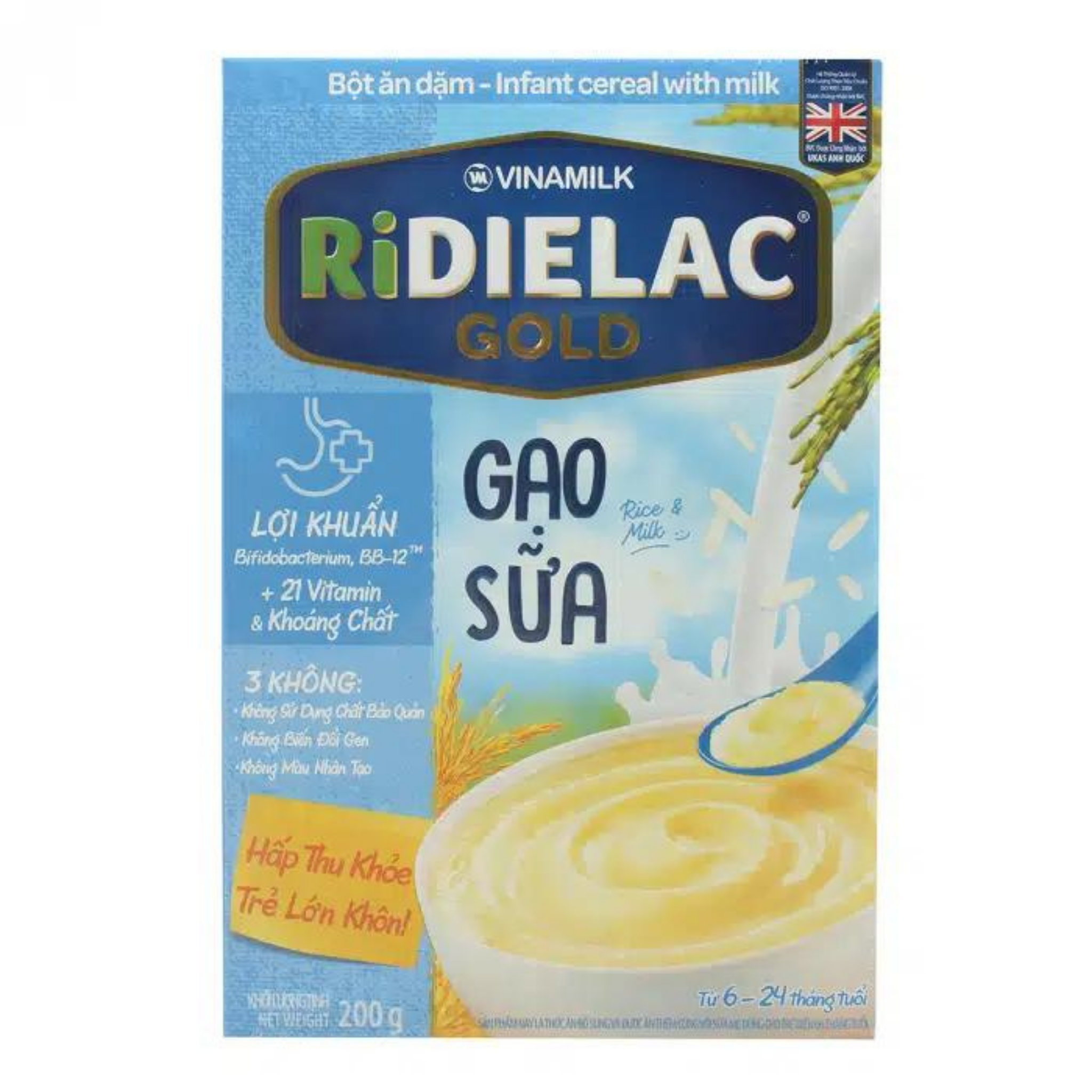  Bột ăn dặm Ridielac Gold Gạo Sữa 200g (6-24 tháng) 