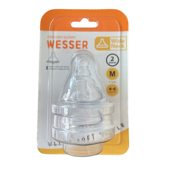  Set 2 núm ty Wesser cho bình cổ rộng size M (4-6 tháng) - Dành cho bình cổ rộng 180ml/ 260ml 