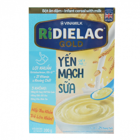  Bột ăn dặm Ridielac Yến Mạch Sữa 200g (6-24 tháng) 