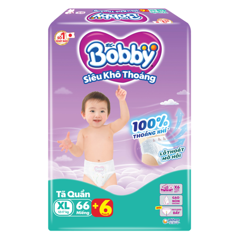  Tã quần Bobby size XL, 66 miếng + 6 miếng 