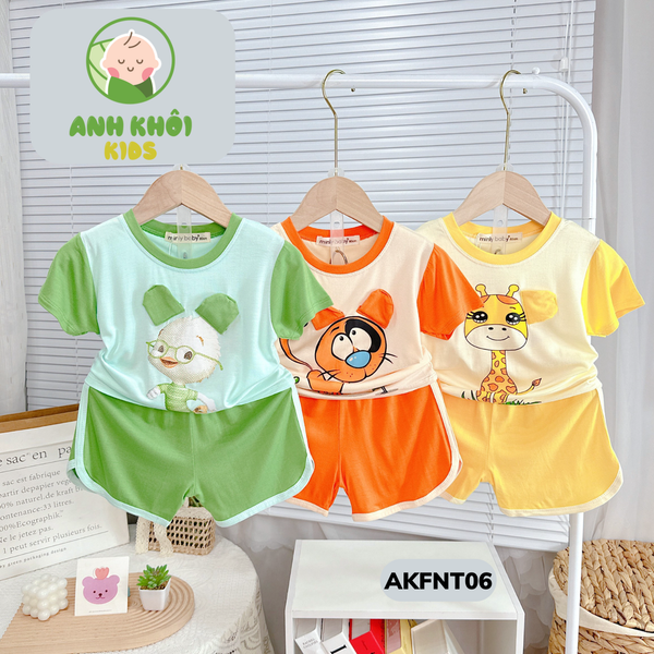  Set 5 bộ quần áo AKFNT06 ngắn tay Size 80 vải thun lạnh co giãn tốt cho bé trai/ bé gái 