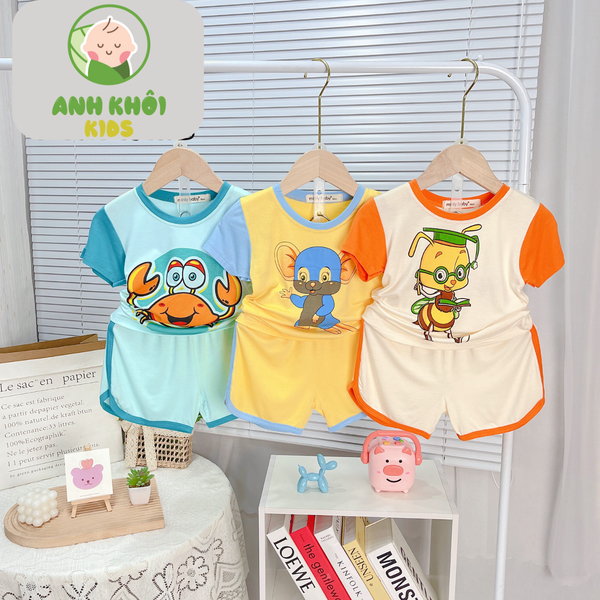  Set 5 bộ ngắn tay 5 màu Size 80 cho bé trai/bé gái AKFNT05 