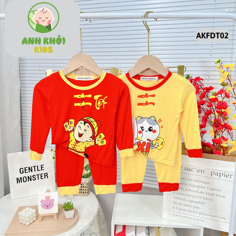  Set 4 bộ quần áo dài tay Size 110 bé trai/bé gái ngày tết - AKFDT02 
