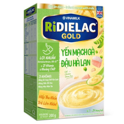  Bột ăn dặm Ridielac Gold Yến Mạch Gà Đậu Hà Lan 200g (6-24 tháng) 