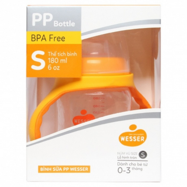  Bình sữa Wesser nhựa PP BPA Free cổ rộng 180ml 