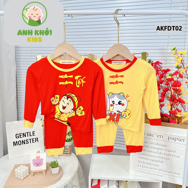  Set 4 bộ quần áo dài tay Size 80 bé trai/bé gái ngày tết - AKFDT02 