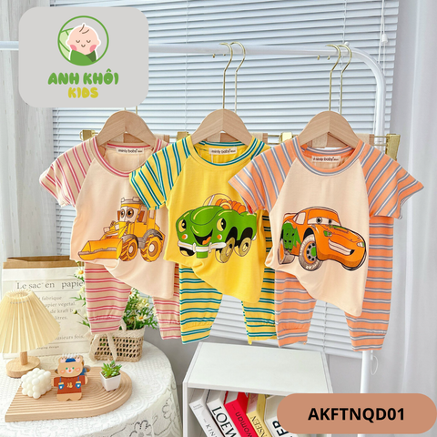  Set 5 bộ quần dài ngắn tay 5 màu Size 100 cho bé trai/bé gái AKFTNQD01 