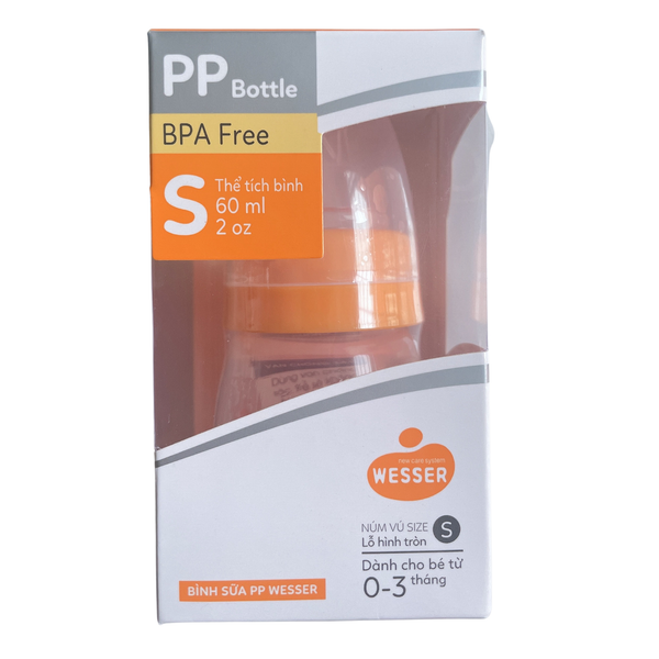  Bình sữa Wesser nhựa PP BPA Free cổ hẹp 60ml 