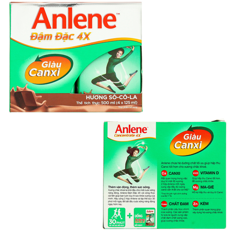  Sữa bột pha sẵn Anlene Đậm đặc 4X socola 125ml 