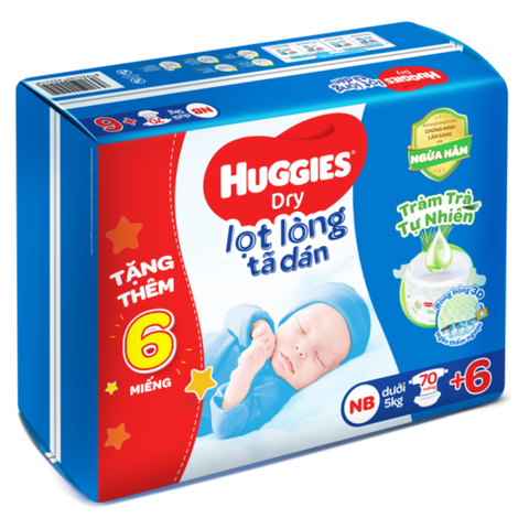  Bỉm - Tã dán sơ sinh Huggies size NB 70 + 6 miếng (Dưới 5kg) 