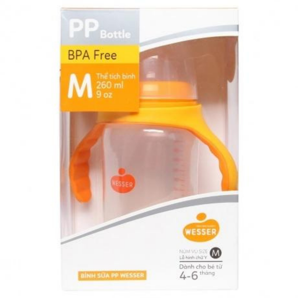  Bình sữa Wesser nhựa PP BPA Free cổ rộng 260ml 