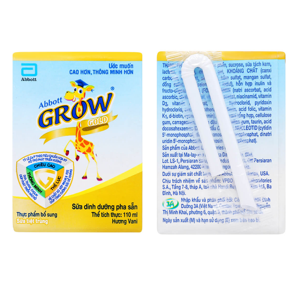  Sữa nước Abbott Grow Gold hương vani 110ml (2-6 tuổi) 