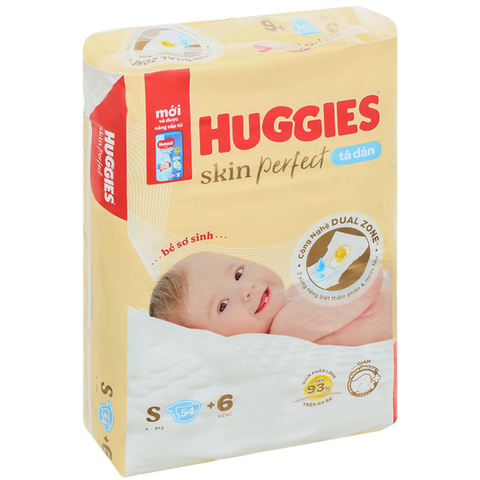  Tã dán sơ sinh Huggies Skin Perfect (S, 4-8kg, 54 miếng) - Mẫu mới 