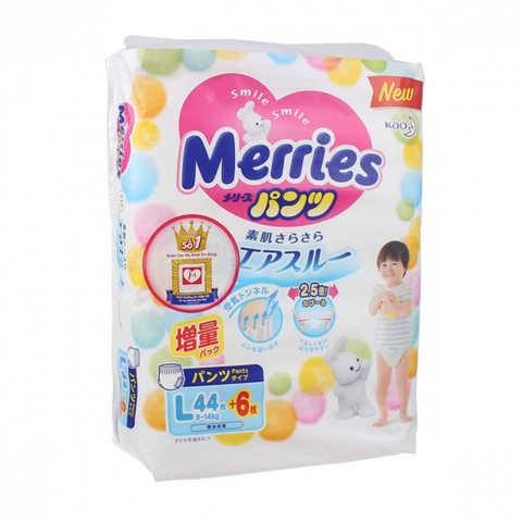  Tã - Bỉm Merries quần size L44+6 miếng (9 - 14kg) 