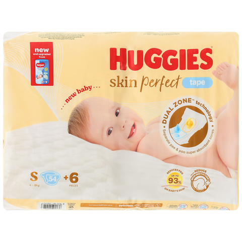  Tã dán sơ sinh Huggies Skin Perfect (S, 4-8kg, 54 miếng) - Mẫu mới 