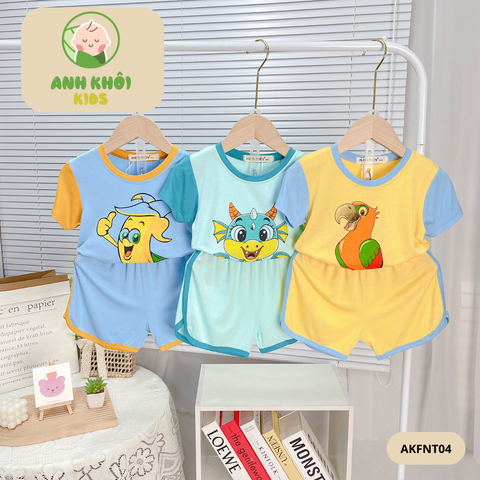  Set 5 bộ ngắn tay 5 màu Size 90 cho bé trai/bé gái AKFNT04 