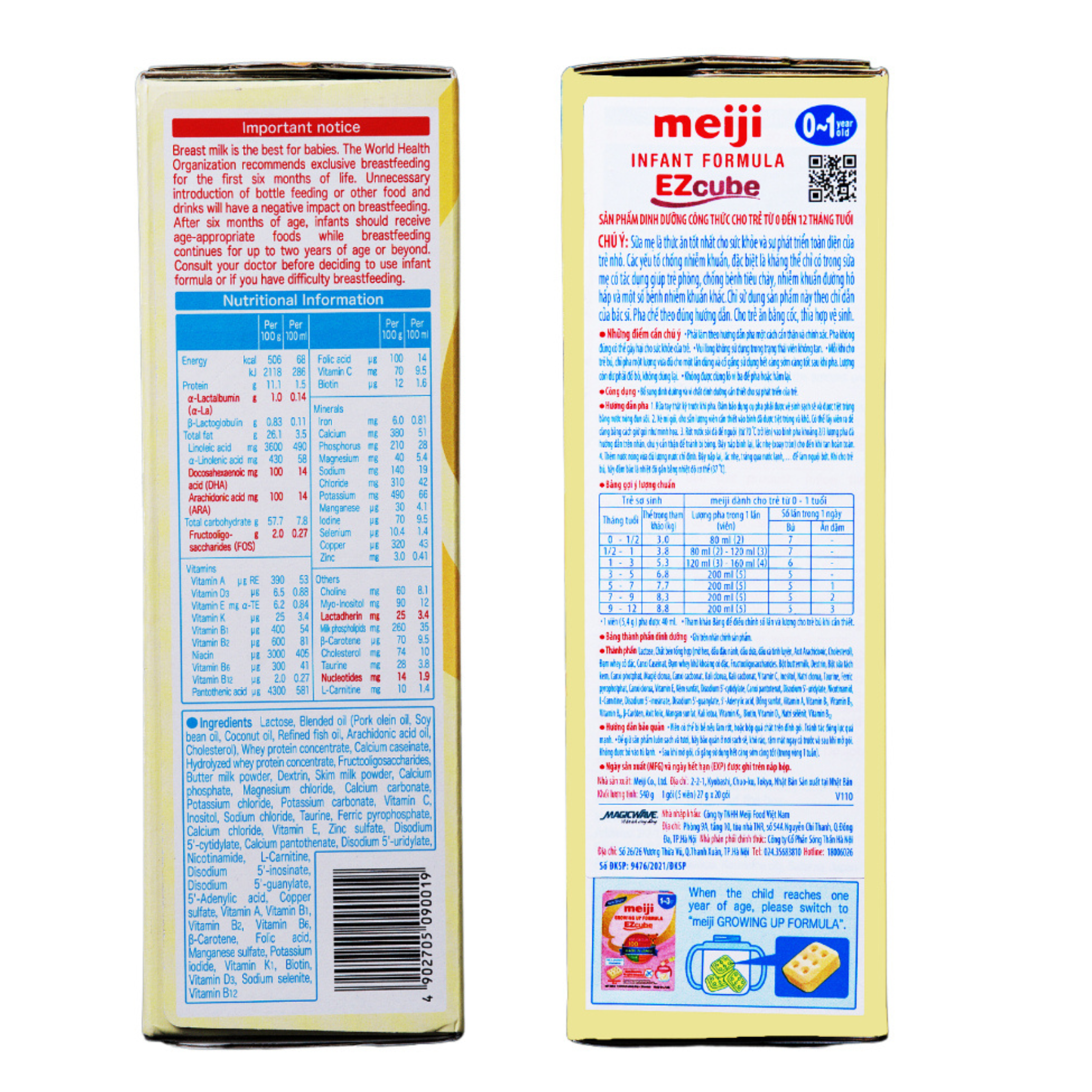  Sữa bột dạng thanh Meiji Infant Formula Ezcube 540g cho bé 0 - 12 tháng ( Mẫu mới) 