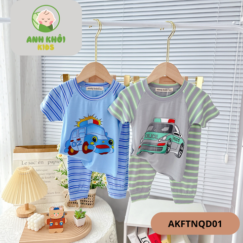  Set 5 bộ quần dài ngắn tay 5 màu Size 100 cho bé trai/bé gái AKFTNQD01 