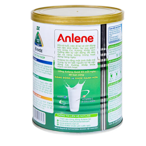  Sữa Anlene Gold 3X hương vani hỗ trợ cơ khỏe, xương chắc, khớp linh hoạt ( Lon thiếc 400g) 
