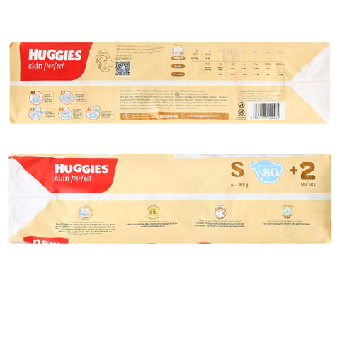  Tã dán sơ sinh Huggies Skin Perfect (S, 4-8kg, 80 miếng) - Mẫu mới 