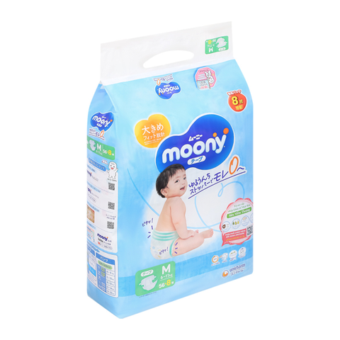  Tã - Bỉm Moony Xanh Nhật Bản dán M56+8 
