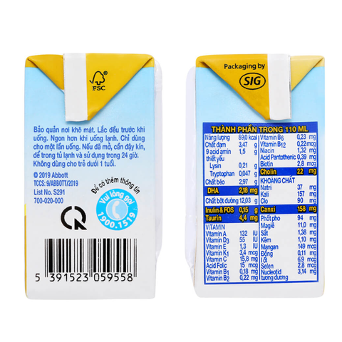  Sữa nước Abbott Grow Gold hương vani 110ml (2-6 tuổi) 