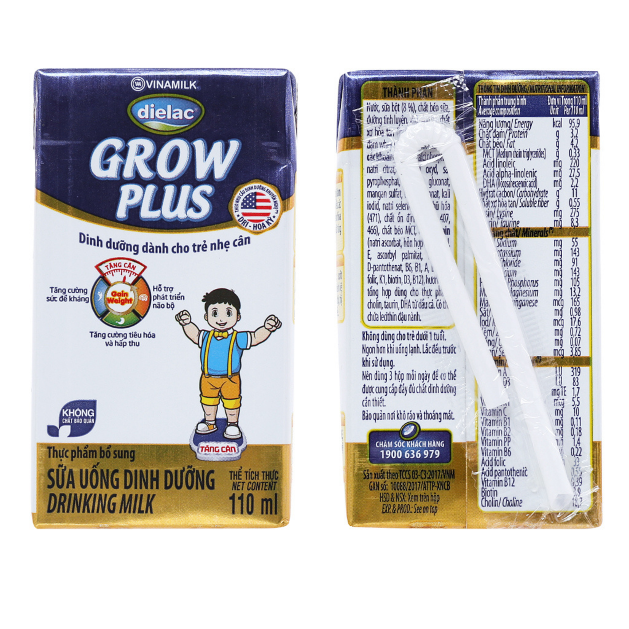  Sữa uống dinh dưỡng Dielac Grow Plus hộp 110ml (cho trẻ nhẹ cân) 