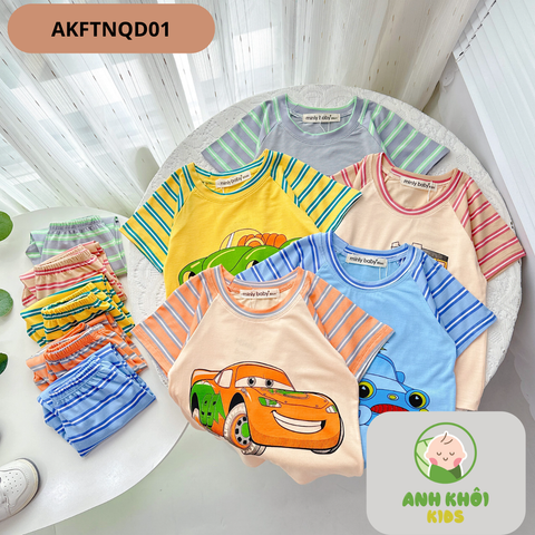  Set 5 bộ quần dài ngắn tay 5 màu Size 100 cho bé trai/bé gái AKFTNQD01 