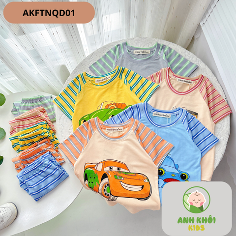  Set 5 bộ quần dài ngắn tay 5 màu Size 80 cho bé trai/bé gái AKFTNQD01 