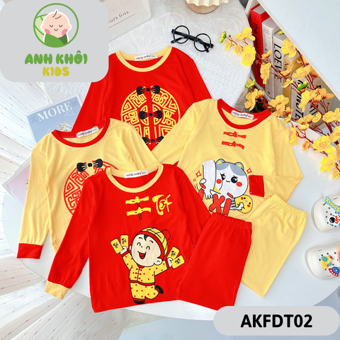  Set 4 bộ quần áo dài tay Size 100 bé trai/bé gái ngày tết - AKFDT02 