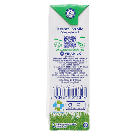  Sữa Tươi Tiệt Trùng Vinamilk 100% Có Đường Hộp 180ml 