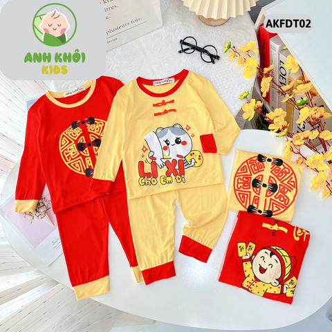  Set 4 bộ quần áo dài tay Size 120 bé trai/bé gái ngày tết - AKFDT02 