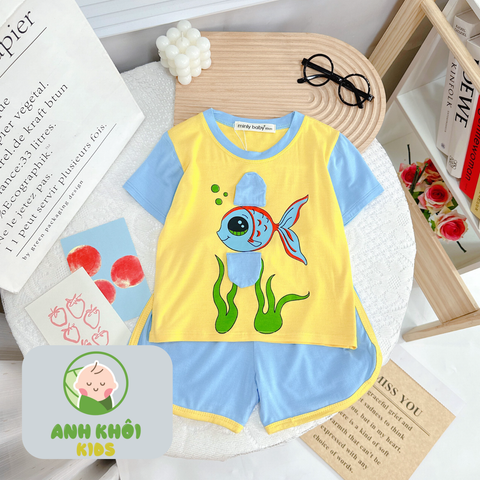  Set 5 bộ quần áo AKFNT06 ngắn tay Size 170 vải thun lạnh co giãn tốt cho bé trai/ bé gái 