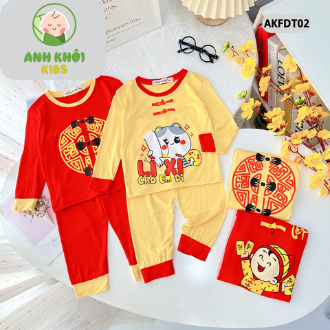  Set 4 bộ quần áo dài tay Size 110 bé trai/bé gái ngày tết - AKFDT02 
