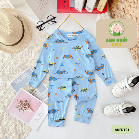 Set 5 bộ dài tay 5 màu Size 80 cho bé trai/bé gái AKFDT01 