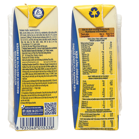  Sữa Nutifood GrowPLUS+ Sữa Non 110ml (lốc 4 hộp) 