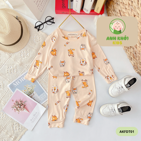  Set 5 bộ dài tay 5 màu Size 80 cho bé trai/bé gái AKFDT01 