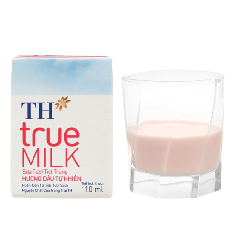  Sữa tươi tiệt trùng TH  TRUEMILK 110ml vị dâu 