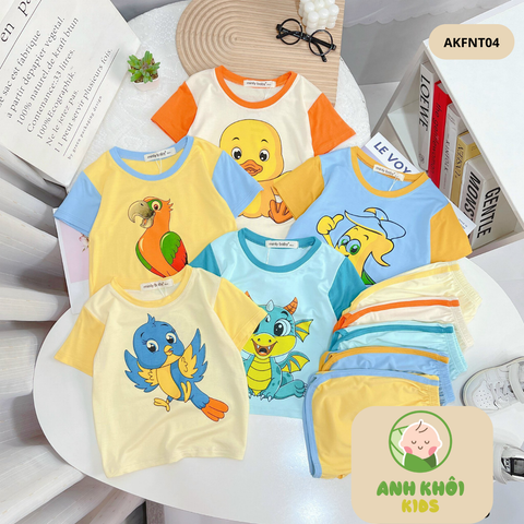  Set 5 bộ ngắn tay 5 màu Size 130 cho bé trai/bé gái AKFNT04 