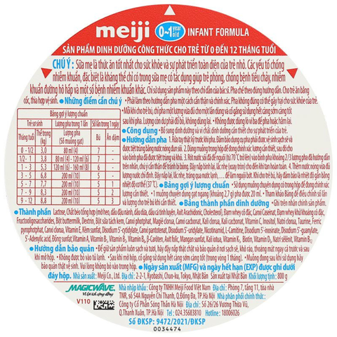  Sữa Bột Meiji Infant Formula Lon Cho Trẻ 0-12 Tháng Tuổi 800g 