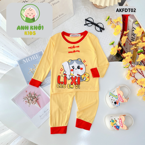  Set 4 bộ quần áo dài tay Size 110 bé trai/bé gái ngày tết - AKFDT02 