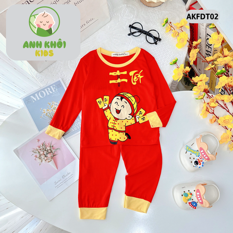  Set 4 bộ quần áo dài tay Size 100 bé trai/bé gái ngày tết - AKFDT02 