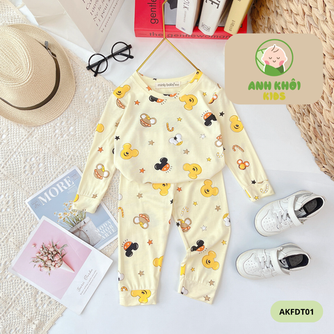  Set 5 bộ dài tay 5 màu Size 80 cho bé trai/bé gái AKFDT01 
