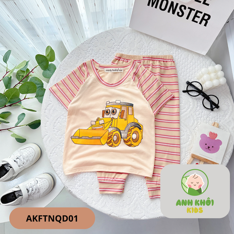  Set 5 bộ quần dài ngắn tay 5 màu Size 100 cho bé trai/bé gái AKFTNQD01 