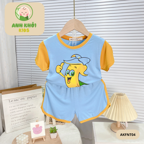  Set 5 bộ ngắn tay 5 màu Size 90 cho bé trai/bé gái AKFNT04 